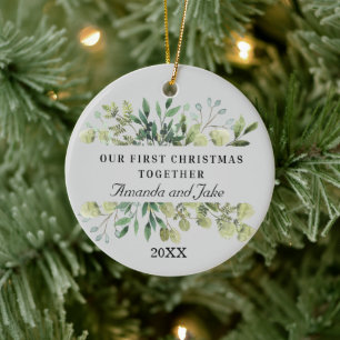 Greenery Personlig Par Ornament