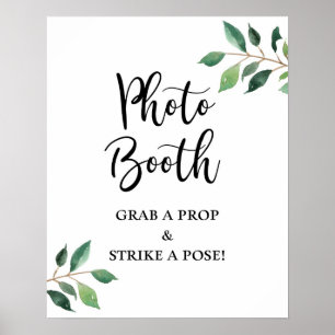 Greenery Photo Booth Bröllop eller Party Sign Poster