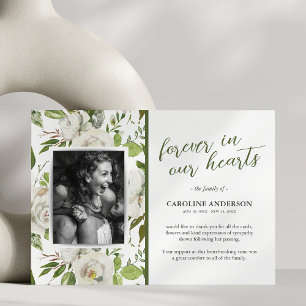 Greenery Photo Funeral Tack You Card