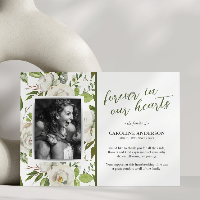Greenery Photo Funeral Tack You Card (Skapare uppladdad)