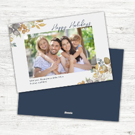 Greenery Photo Navy Blue Glad helg Julkort