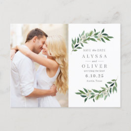 Greenery Photo Save Date Postcard Vykort