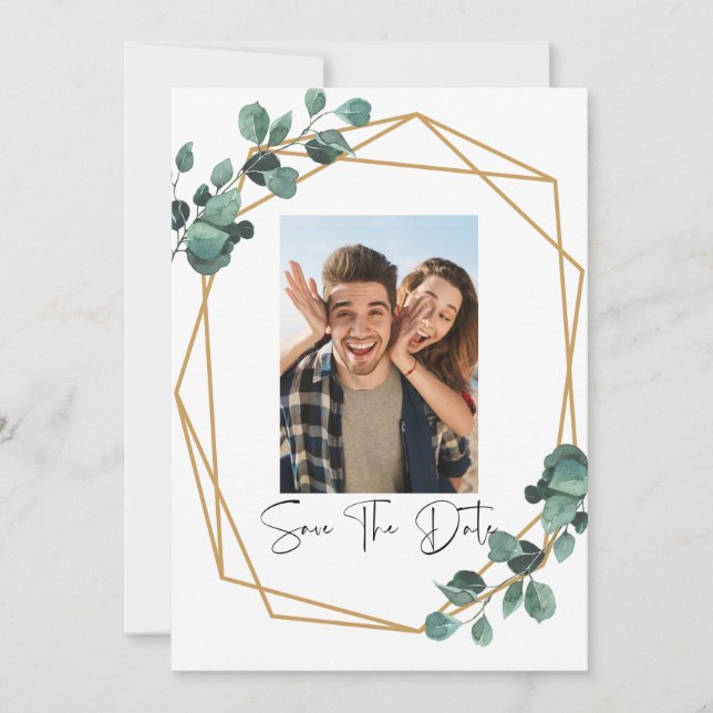 Greenery Photo Save The Date Invitation Inbjudningar (Framsida)