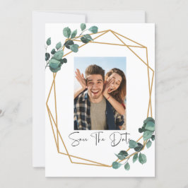 Greenery Photo Save The Date Invitation Inbjudningar