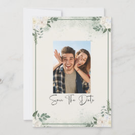 Greenery Photo Save The Date Invitation Inbjudningar