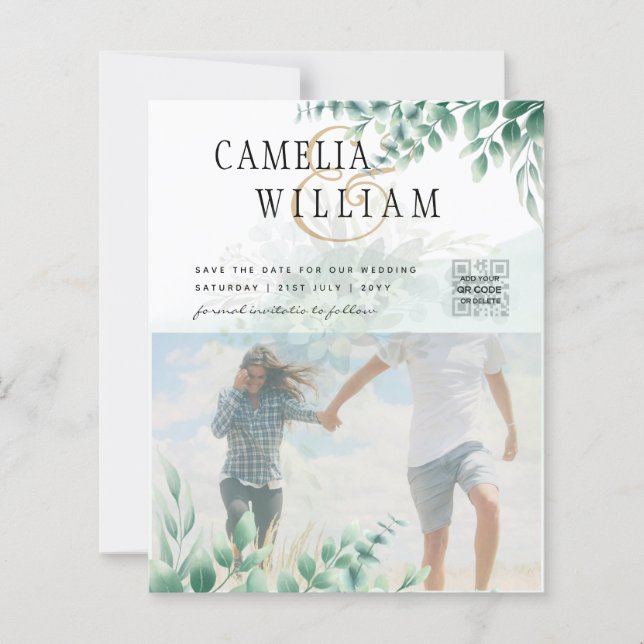 Greenery PHOTO WEDDING INVITATION Eucalyptus (Framsida)