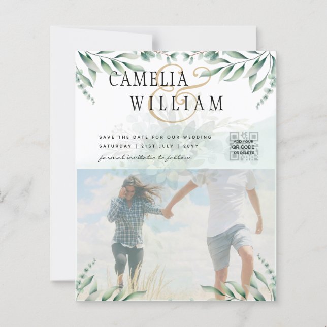 Greenery PHOTO WEDDING INVITATION Eucalyptus (Framsida)