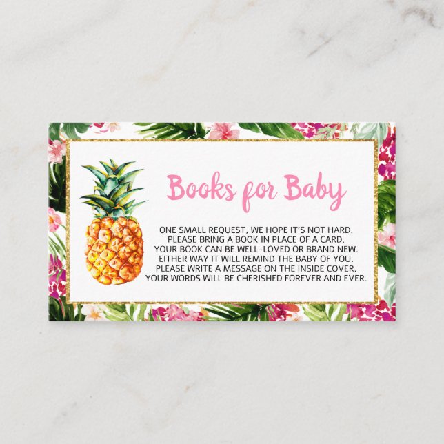Greenery Pineapple Baby Shower Bokar för Baby Visitkort (Framsida)