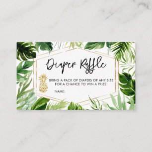Greenery Pineapple Baby Shower Raffle Visitkort