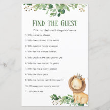 Greenery Prince Lejon Baby Shower Hitta gästen