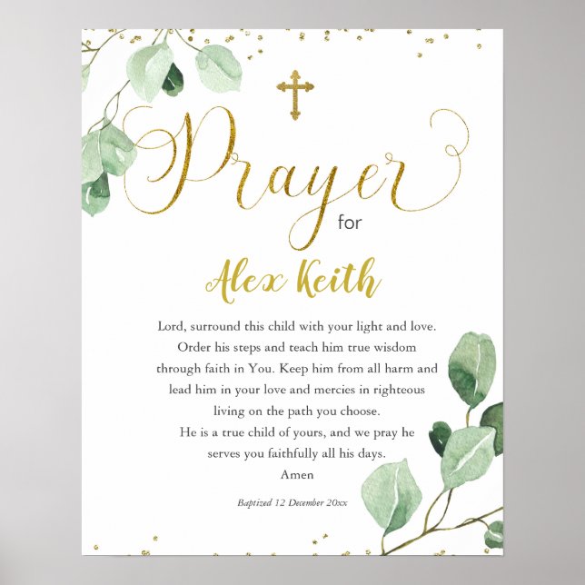 Greenery Printable Baptism Gift Poster (Framsidan)