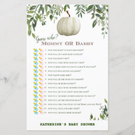 Greenery Pumpa Baby Shower-spel UTRYCKT