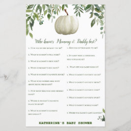 Greenery Pumpkin Baby Shower Game PRINTED