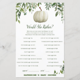 Greenery Pumpkin Baby Shower Game PRINTED