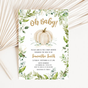 Greenery Pumpkin Baby Shower Inbjudningar