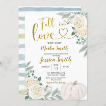 Greenery Pumpkin Fall in Kärlek Baby Shower-inbjud