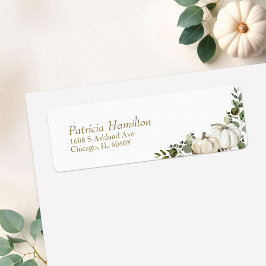Greenery Pumpkin Fall Wedding Returadress Etikett