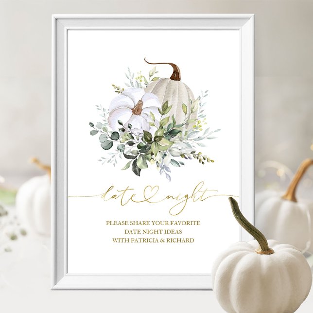 Greenery Pumpkin Falldatum Nattskylt Burk Poster (Skapare uppladdad)