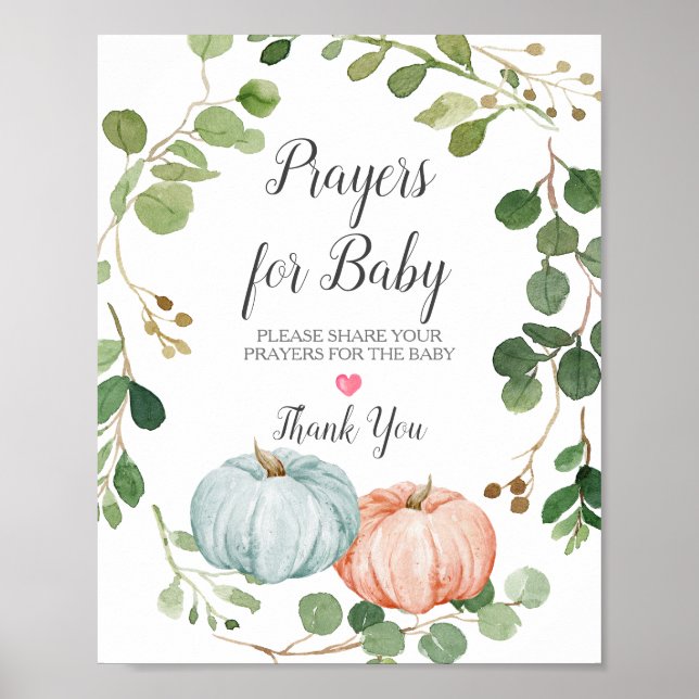 Greenery Pumpkin Gender Reveal Prayers for Baby Poster (Framsidan)