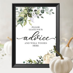 Greenery Pumpkin Möhippa Advice-tecken Poster