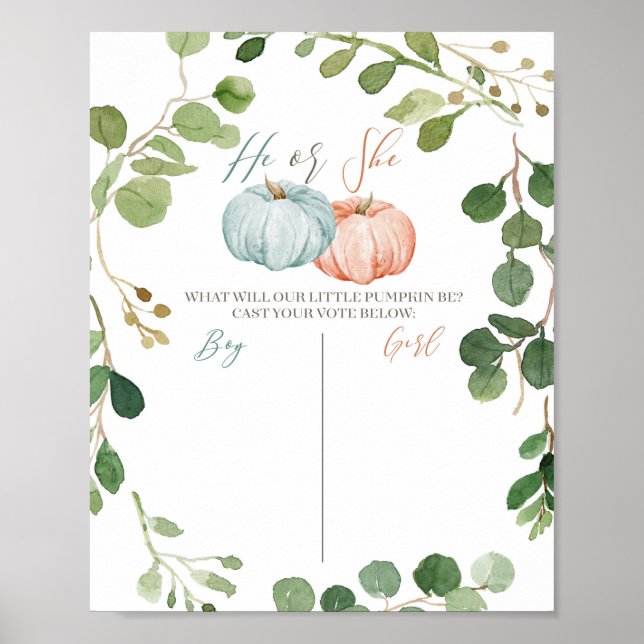 Greenery Pumpkin Rosa Mint och Peach Voting Poster (Framsidan)