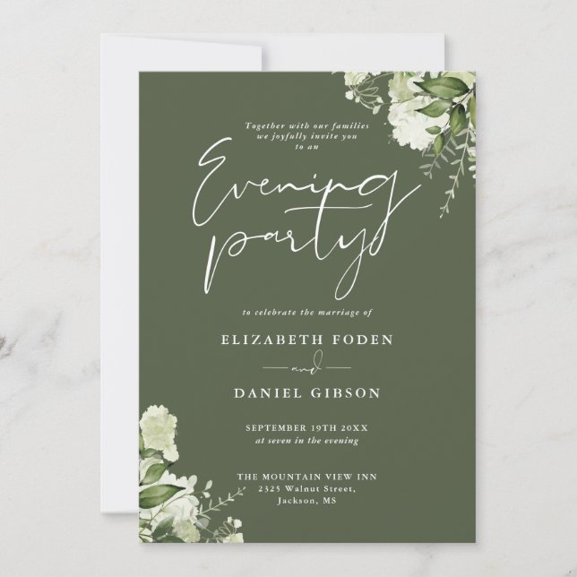 Greenery QR Code Olive Green Wedding Evening Party Inbjudningar (Framsida)
