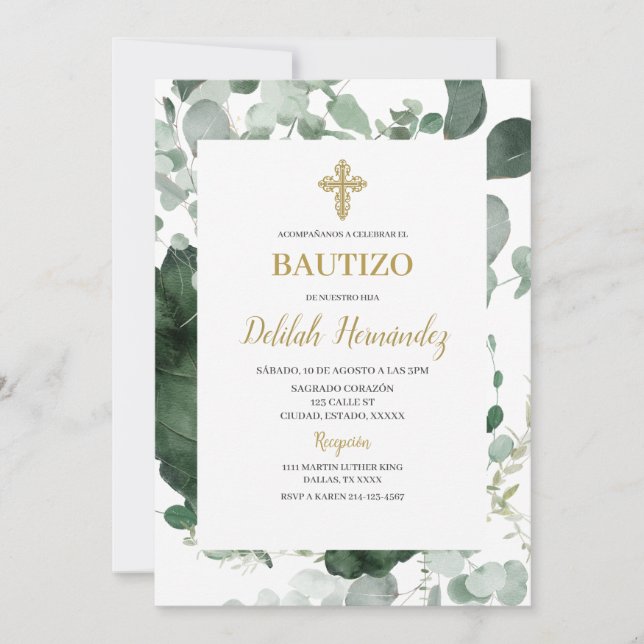 Greenery ram baptism-inbjudan inbjudningar (Framsida)