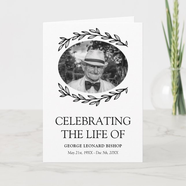 Greenery Ram Oval Photo Funeral Program (Framsida)