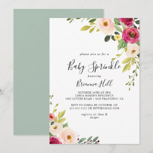 Greenery Rosa Blommigt Baby Sprinkle Inbjudningar