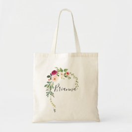 Greenery Rosa Blommigt Bridesmaid Tote Bag Tygkasse