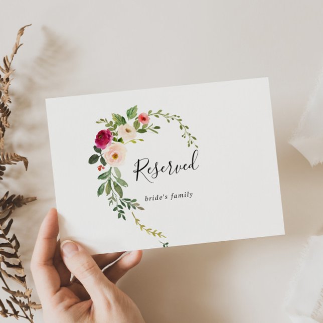 Greenery Rosa  Blommigt Bröllop Reserved Sign (Skapare uppladdad)