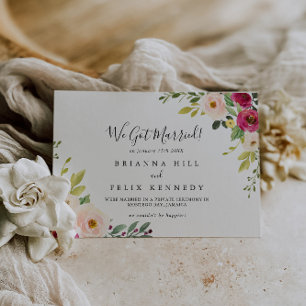 Greenery Rosa Blommigt Elopement Meddelande