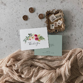 Greenery Rosa  Blommigt Flat Bröllop Tack Kort