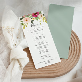 Greenery Rosa  Blommigt Middag Meny