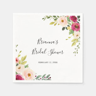 Greenery Rosa Blommigt Möhippa Napkins Pappersservett
