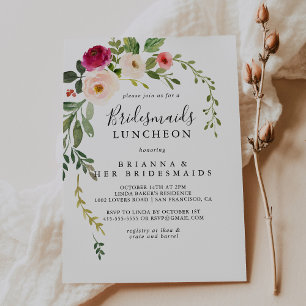 Greenery Rosa  Bridesmaids Luncheon Shower Inbjudningar