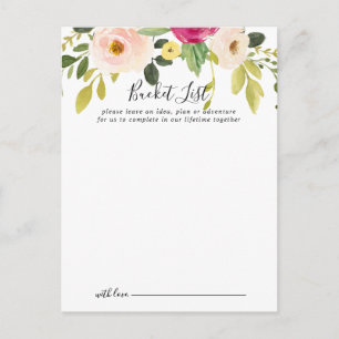 Greenery Rosa Bröllop Bucket List Cards Vykort