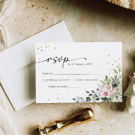 Greenery  Rosa Bröllop OSA Card Kort