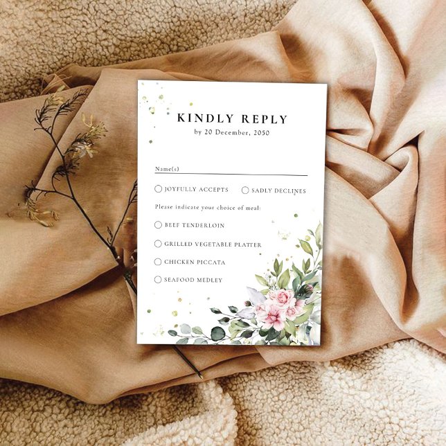 Greenery  Rosa Bröllop OSA Card Kort (Skapare uppladdad)