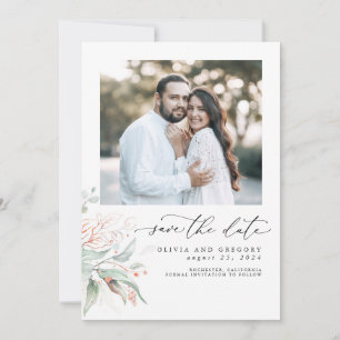 Greenery Rosa Guld Lämnar Boho Spara datumfoto Datumet