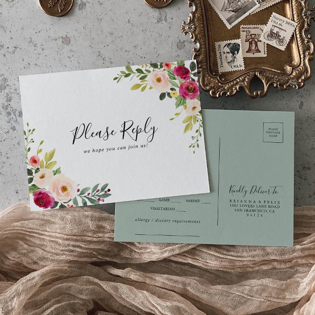Greenery Rosa  Menu Choice OSA Postcard Vykort (Skapare uppladdad)