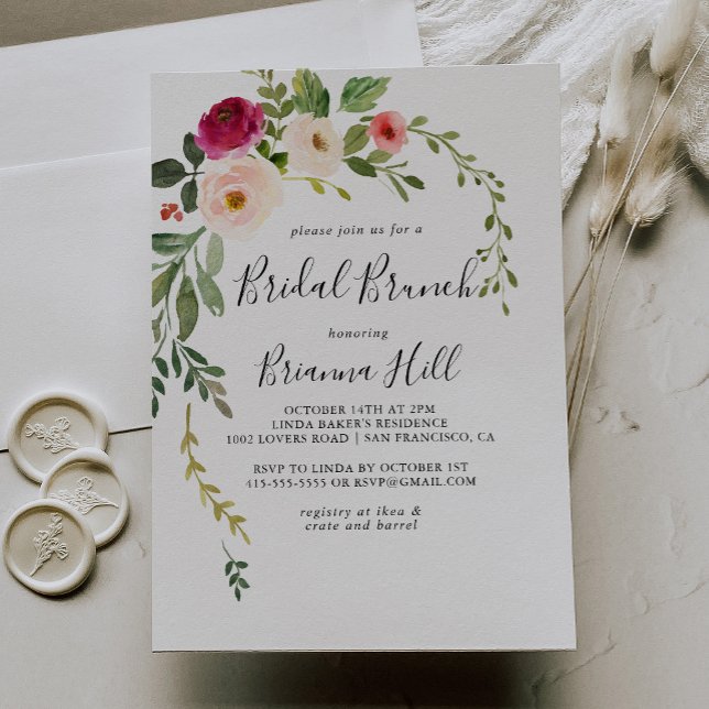 Greenery Rosa  Möhippa Brunch Möhippa Inbjudningar (Skapare uppladdad)