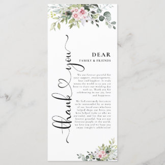 Greenery Rosa ros Bröllop Menu Meny