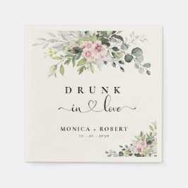 Greenery Rosa ros Bröllop Napkins Pappersservett