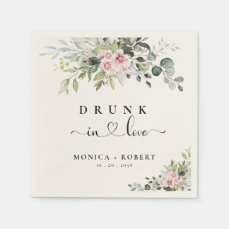 Greenery Rosa ros Bröllop Napkins Pappersservett