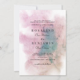 Greenery  Rosa Watercolor Abstrakt Bröllop Inbjudningar