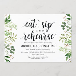 Greenery Rustic Bröllop Rehearsal Dinner Inbjudan