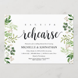 Greenery Rustic Bröllop Rehearsal Dinner Inbjudan