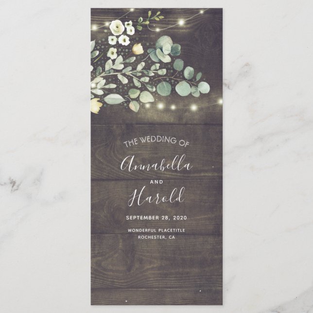 Greenery Rustic Garden Wedding Programs Program (Framsida)
