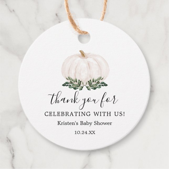 Greenery Rustic Little Pumpkin Baby Shower Gåvor Etiketter (Framsida)